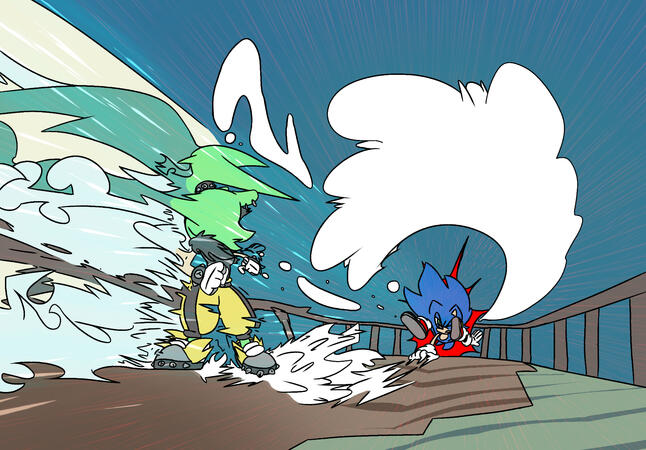 Redraw of a panel from IDW Sonic comic issue #50