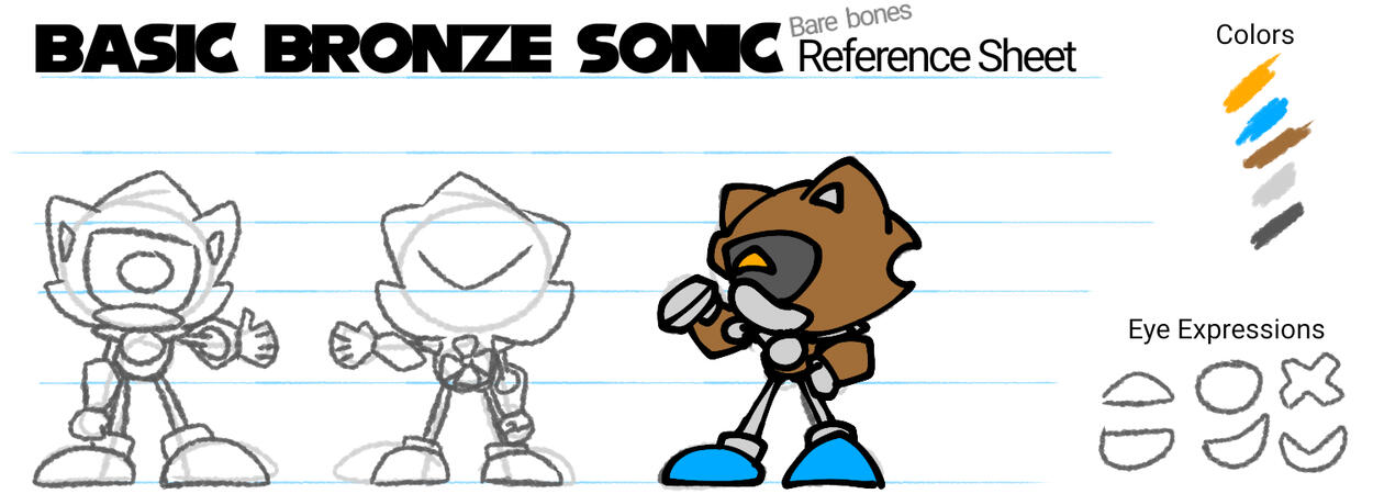 Basic Bronze Sonic (OC) Bare bones Reference Sheet